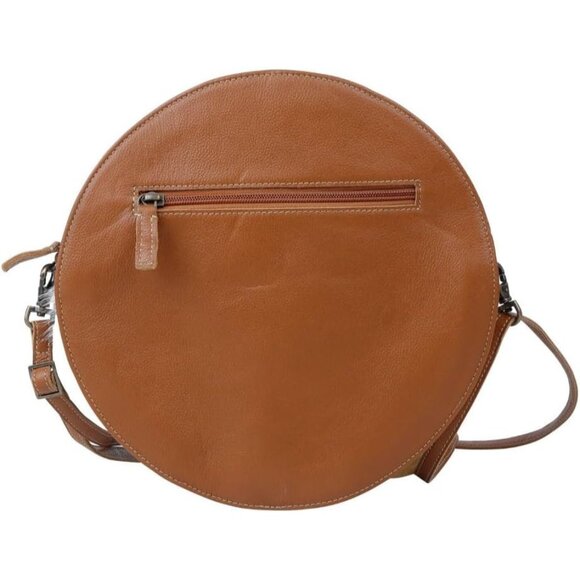 Roundle Women's Western Cowhide Leather Crossbody Bag S-4945 Floral Tooled Desig - Picture 3 of 6